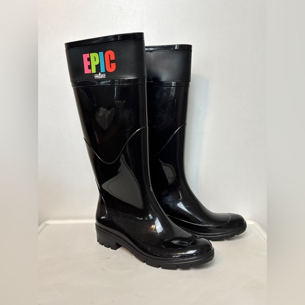 LEMON JELLY - BLACK High Gloss Rain Boot. Epic Chic.
Size: 38 = ladies 8 - Picture 5 of 10